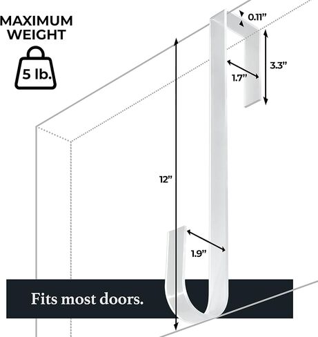 تسوق شماعات إكليل مربعة شفافة للباب الأمامي - شماعة إكليل باب مقاس 12 بوصة للباب الأمامي بالخارج - خالية من الخدوش، وخالية من المواد اللاصقة فوق خطاف شماعات الباب للباب الأمامي في الداخل أو الخارج in Kuwait