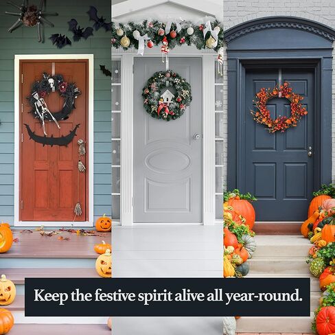 تسوق شماعات إكليل مربعة شفافة للباب الأمامي - شماعة إكليل باب مقاس 12 بوصة للباب الأمامي بالخارج - خالية من الخدوش، وخالية من المواد اللاصقة فوق خطاف شماعات الباب للباب الأمامي في الداخل أو الخارج in Kuwait