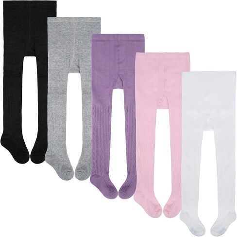 Toddler Baby Girls Cable Knit Leggings Solid Cotton Footed Tights Warm Stockings Pantyhose Pants Trousers 3/5Pack for 1-8T in Saudi Arabia