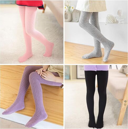 Toddler Baby Girls Cable Knit Leggings Solid Cotton Footed Tights Warm Stockings Pantyhose Pants Trousers 3/5Pack for 1-8T in Saudi Arabia