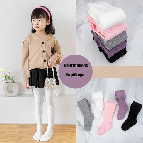 Toddler Baby Girls Cable Knit Leggings Solid Cotton Footed Tights Warm Stockings Pantyhose Pants Trousers 3/5Pack for 1-8T in Saudi Arabia
