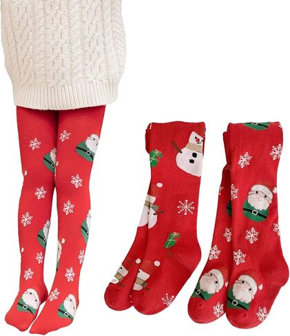 Christmas Toddler Tights,2PCS Tights for Baby Girls Infant Leggings Stockings Pantyhose for Newborn 2-12 Years in Saudi Arabia