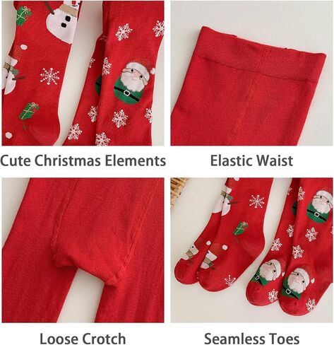 Christmas Toddler Tights,2PCS Tights for Baby Girls Infant Leggings Stockings Pantyhose for Newborn 2-12 Years in Saudi Arabia
