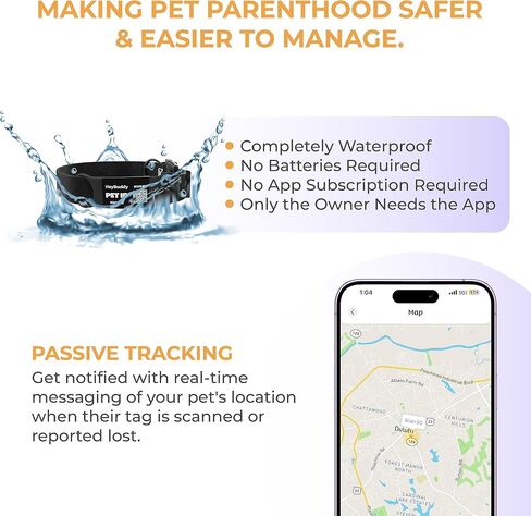 HeyBuddy® Slide Series - QR Code Smart Pet Tags for Dogs & Cats, Personalized Pet Tag Stores Multiple Information, Includes Passive Location Tracking, Real-Time Notification & Community Alerts in Kuwait
