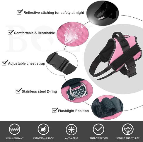 Bolux Dog Harness, No-Pull Reflective Dog Vest, Breathable Adjustable Pet Harness with Handle for Outdoor Walking - No More Pulling, Tugging or Choking (Blue, S) in Saudi Arabia