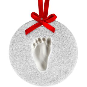 Lil Peach Baby’s Print Christmas Clay Ornament Kit, Baby's First Christmas Tree Ornament, for Baby Girl Or Baby Boy, Newborn Handprint Or Footprint Keepsake, Silver Glitter