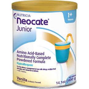 Neocate Junior - Powdered Hypoallergenic, Amino Acid-Based Toddler and Junior Formula - Chocolate - 14.1 Oz Can (Case of 1)