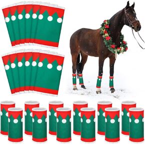 Paterr 12 Pcs Christmas Horse Leg Wraps Faux Fur Polyester Standing Wraps for Horses Sheep Leg Wraps Leg Wraps for Horses Christmas Party Parades Supplies in Saudi Arabia