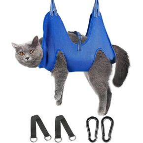 FEEGO Pet Grooming Hammock for Dogs & Cats, Pet Grooming Hammock, Pet Grooming Sling, Dog Grooming Harness, Restraint Bag, Helper, Pet Nail Clip Bag for Grooming, Nail Cutting (M (10-12), Dark Green)