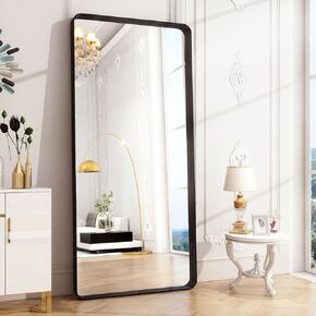 مرآة كاملة الطول 71 بوصة × 31 بوصة من HARRITPURE - إطار من سبائك الألومنيوم مرآة سوداء مستطيلة لكامل الجسم - أفقية أو رأسية مثالية لغرفة النوم وغرفة المعيشة in Kuwait