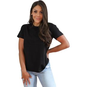 Nursing T-Shirt with Invisible Zipper, Soft and Comfortable Colorblock Breastfeeding Top