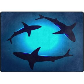 Three Floating Sharks Indoor Doormat Bath Rugs Non Slip, Washable Cover Floor Rug Absorbent Carpets Floor Mat Home Decor for Kitchen (16x24) in Saudi Arabia