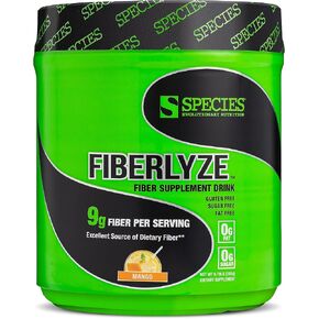 Species Nutrition Fiberlyze Fiber Supplement, Psyllium Based Soluble & Insoluble Fiber Powder for Healthy Colon, Digestive Functions (Fruit Punch, 30 Servings)