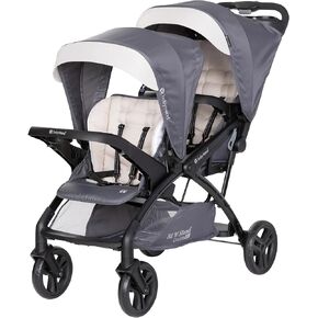 Baby Trend Sit N Stand Double Stroller 2.0 DLX with 5 Point Safety Harness, Canopy, Extra Basket, 2 Cup Holders, and Covered Compartment, Magnolia in Kuwait