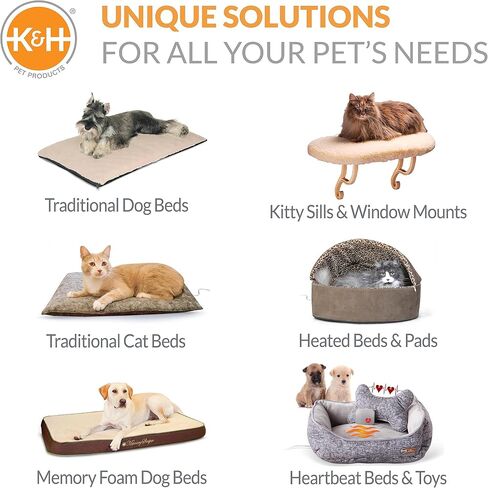 K&H Pet Products عتبة كيتي فاخرة مع سرير نافذة للقطط، مجثم نافذة للقطط للقطط الكبيرة، أرجوحة نافذة للقطط، مقعد نافذة للقطط، سرير نافذة للقطط، أرجوحة للقطط - طباعة ليوبارد تان in Kuwait