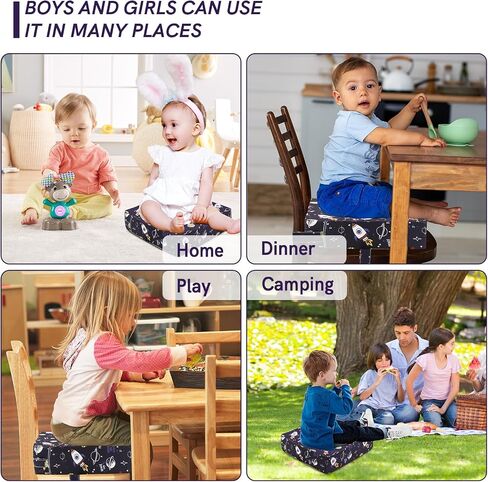 Booster Seat for Kitchen Chair, Upgrade Toddler Booster Seat for Table | 3.5" High Density Foam Toddler Booster Seat for Dining Table with 2" Backrest, Front Safety Buckle, Travel Booster Chair in Saudi Arabia