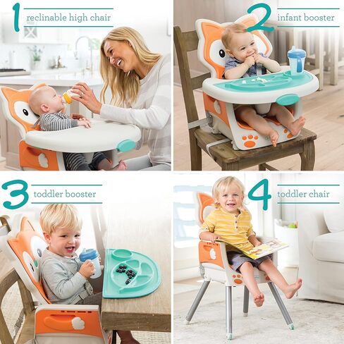 Infantino Grow-with-Me 4-in-1 Convertible High Chair, Raccoon-Theme, Space-Saving Design, Booster and Toddler Chair, for Infants & Toddlers 3M-36M Multicolor in Saudi Arabia