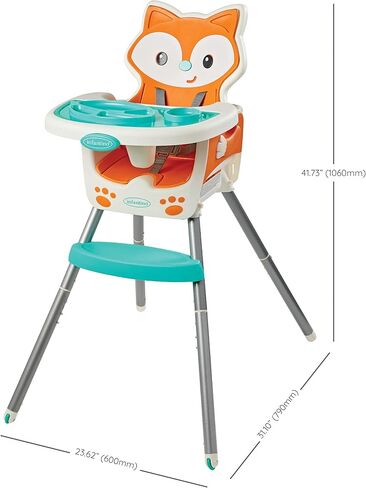 Infantino Grow-with-Me 4-in-1 Convertible High Chair, Raccoon-Theme, Space-Saving Design, Booster and Toddler Chair, for Infants & Toddlers 3M-36M Multicolor in Saudi Arabia