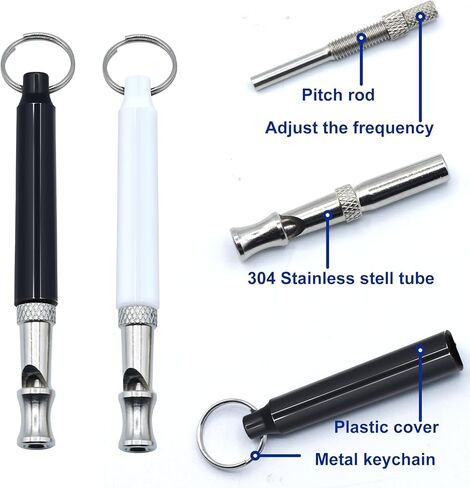 FAFAAWFF 2 جهاز كمبيوتر شخصى صفارات الكلب مع الحبل، صافرة الكلب لوقف النباح، تردد قابل للتعديل صافرة الكلب بالموجات فوق الصوتية، صافرة تدريب الكلاب المهنية استدعاء in Kuwait