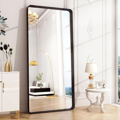 مرآة كاملة الطول 71 بوصة × 31 بوصة من HARRITPURE - إطار من سبائك الألومنيوم مرآة سوداء مستطيلة لكامل الجسم - أفقية أو رأسية مثالية لغرفة النوم وغرفة المعيشة in Kuwait
