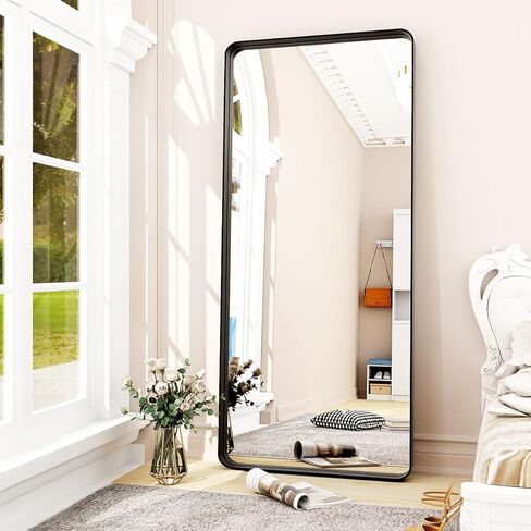 مرآة كاملة الطول 71 بوصة × 31 بوصة من HARRITPURE - إطار من سبائك الألومنيوم مرآة سوداء مستطيلة لكامل الجسم - أفقية أو رأسية مثالية لغرفة النوم وغرفة المعيشة in Kuwait