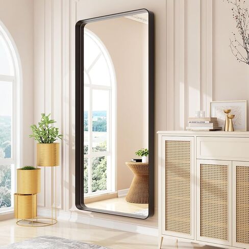 مرآة كاملة الطول 71 بوصة × 31 بوصة من HARRITPURE - إطار من سبائك الألومنيوم مرآة سوداء مستطيلة لكامل الجسم - أفقية أو رأسية مثالية لغرفة النوم وغرفة المعيشة in Kuwait
