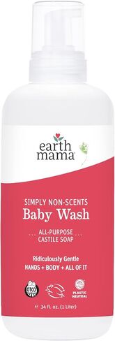 Earth Mama Ginger Fresh Foaming Hand Soap and All Purpose Body Wash for Sensitive Skin, Liquid Castile Soap with Organic Coconut Oil, Shea Butter, Calendula, & Aloe, 5.3 fl oz and Liter Refill in Kuwait