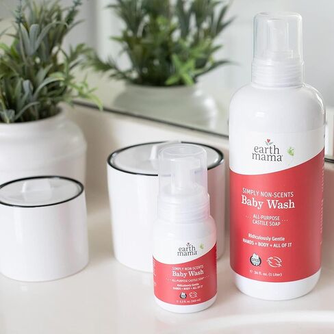 Earth Mama Ginger Fresh Foaming Hand Soap and All Purpose Body Wash for Sensitive Skin, Liquid Castile Soap with Organic Coconut Oil, Shea Butter, Calendula, & Aloe, 5.3 fl oz and Liter Refill in Kuwait