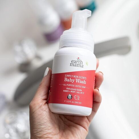 Earth Mama Ginger Fresh Foaming Hand Soap and All Purpose Body Wash for Sensitive Skin, Liquid Castile Soap with Organic Coconut Oil, Shea Butter, Calendula, & Aloe, 5.3 fl oz and Liter Refill in Kuwait