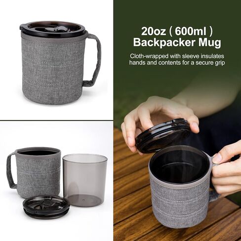 Odoland Camping Pots with Heat Exchanger Camping Cooking Set with Portable Camping Stove Camping Mess Kit Include Mug, Folding Utensil Set, Canister Stabilizer for Backpacking Outdoor Hiking & Picnic in Saudi Arabia