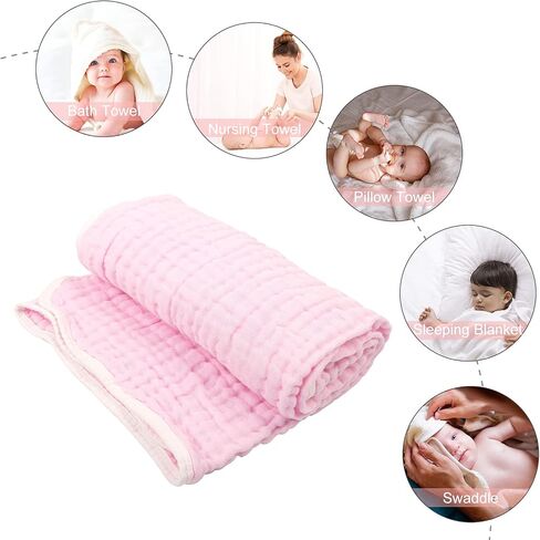 babygoal Baby Bath Towel 2 Pack, 100% Muslin Cotton Hooded Towel for Newborn,Toddler,Infant, Absorbent & Hypoallergenic Baby Gift for Boys Girls 35"x35" T0607 in Saudi Arabia