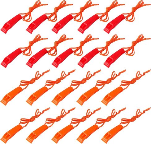20 Pcs Emergency Safety Whistle Plastic Whistles Set with Lanyard in Kuwait