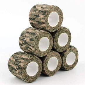 AIRSSON 6 Rolls Camo Tape Camouflage Form Wrap 1.96'' x 177''  Self-Adhesive Camo Stretch Bandage for Flashlights,Bicycle