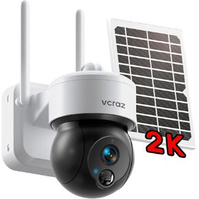 كاميرات مراقبة تعمل بالطاقة الشمسية vcraz 2K، أضواء رؤية ليلية ملونة عالية الدقة، محادثة ثنائية الاتجاه، كشف الحركة، كاميرات خارجية لاسلكية لأمن المنزل، كاميرا WiFi مع تخزين محلي لبطاقة SD in Kuwait