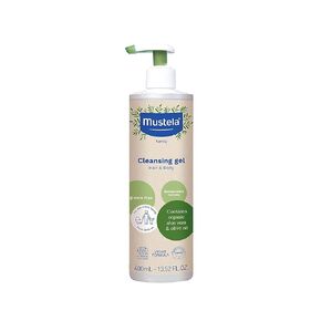 Mustela Certified Organic Cleansing Gel - Natural Hair & Body Wash with Olive Oil & Aloe Vera - For Baby, Kid & Adult - Fragrance Free, Tear Free, Vegan & Biodegradable - 13.52 fl. oz.