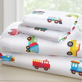 Wildkin Kids Microfiber Toddler Sheet Set for Boys and Girls, Bedding Sheet Set Includes Top Sheet, Fitted Sheet, and One Standard Pillow Case (Dinosaur Land) in Kuwait