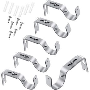 Frienda 6 Pieces Curtain Rod Brackets General Adjustable Curtain Rod Holder Wall Bracket Hooks Outside Mounted Blinds Curtain Rod Bracket with Screws for 1 Inch Diameter Curtain Rod (Black)