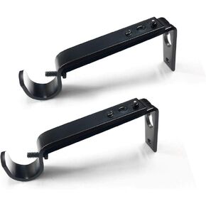 Curtain Rod Brackets Heavy Duty Adjustable Curtain Rod Holders Black for 7/8 or 1 Inch Rods, Set of 3 (Black, fits rods up to 1 inch) in Kuwait