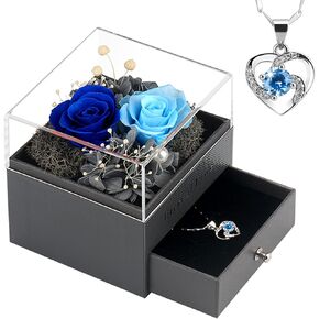 SHOKUTO Preserved Rose,Birthday Gifts for Women Mom Girlfriend,Gifts for Mom Grandma Wife Daughter Sister,Jewelry Boxes with Necklace…