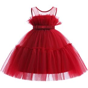 12M-6T Baby Girls Christmas Ruffle Ball Tutu Gown Wedding Party Lace Dresses in Kuwait