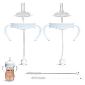 Sippy Cup Conversion Kit for Philips Avent Natural Baby Bottle | 2-Count | with Soft Silicone Sippy Spout Nipples, Weighted Any Angle Straw Ball, Bottle Handles and Straw Cleaning Brush (Sippy Spout)