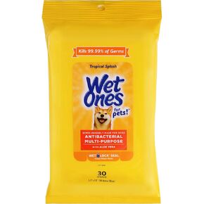 Wet Ones Dog Wipes, Pack of 2, 30 Count Total | Paw & Tushie | Tropical Splash Scent | Wet Lock Seal Pouch | With Chamomile in Saudi Arabia