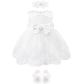 Taffy Baby Girl Christening Baptism Embroidered White Dress Gown 6 Piece Deluxe Set in Kuwait