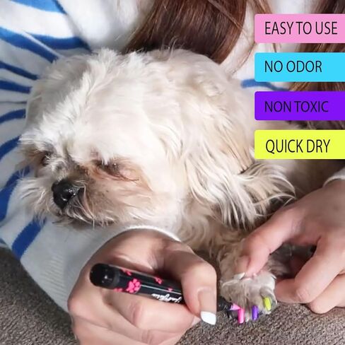 Jim&Gloria PAW-SAFE Dog Nail Polish Pen Set, Dark Or Light Nails No Odor Quick Dry, 6 Colors Pens, Ideal Gifts for Small or Big Girl Dog Accessories, Pet Costume, Birthday Supplies, Pet Grooming Kit in Kuwait