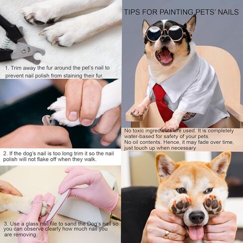 Jim&Gloria PAW-SAFE Dog Nail Polish Pen Set, Dark Or Light Nails No Odor Quick Dry, 6 Colors Pens, Ideal Gifts for Small or Big Girl Dog Accessories, Pet Costume, Birthday Supplies, Pet Grooming Kit in Kuwait