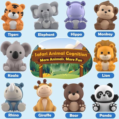 Learning Toys for 1,2,3 Year Old Toddlers, 20Pcs Safari Animals Toys Montessori Counting, Matching & Sorting Fine Motor Games, Christmas Birthday Easter Gift for Baby Boys Girls Age 12-18 Months in Saudi Arabia