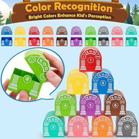 Learning Toys for 1,2,3 Year Old Toddlers, 20Pcs Safari Animals Toys Montessori Counting, Matching & Sorting Fine Motor Games, Christmas Birthday Easter Gift for Baby Boys Girls Age 12-18 Months in Saudi Arabia