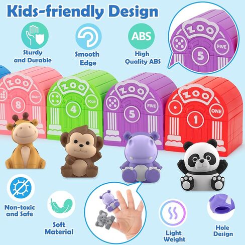 Learning Toys for 1,2,3 Year Old Toddlers, 20Pcs Safari Animals Toys Montessori Counting, Matching & Sorting Fine Motor Games, Christmas Birthday Easter Gift for Baby Boys Girls Age 12-18 Months in Saudi Arabia