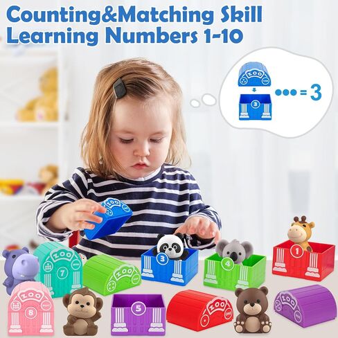 Learning Toys for 1,2,3 Year Old Toddlers, 20Pcs Safari Animals Toys Montessori Counting, Matching & Sorting Fine Motor Games, Christmas Birthday Easter Gift for Baby Boys Girls Age 12-18 Months in Saudi Arabia