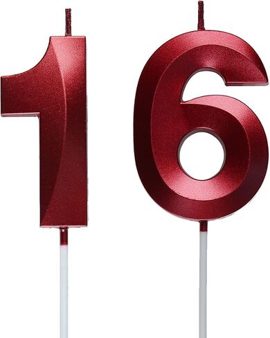Bailym 16th Birthday Candles,Pink Number 16 Cake Topper for Birthday Decorations Party Decoration (Pink) in Saudi Arabia